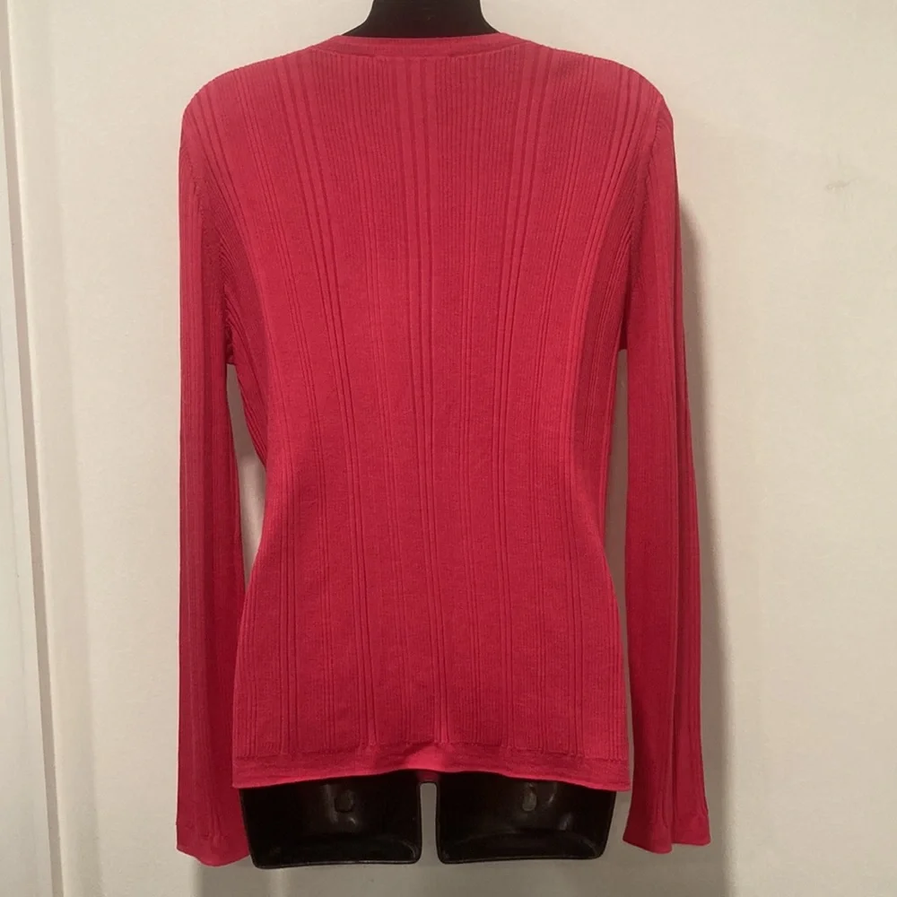 ST. JOHN Hot Pink Cardigan Wool & Silk Size Medium